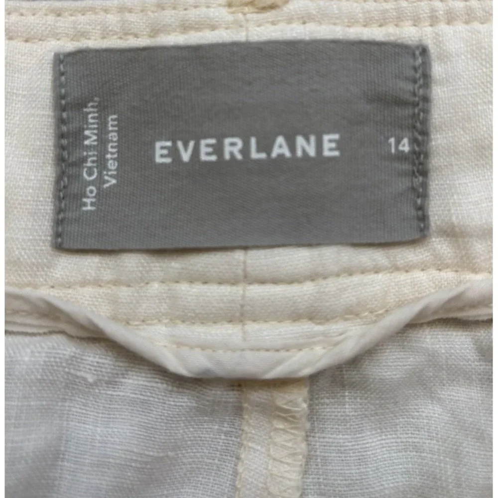 Everlane Linen Way High Drape Pant Women 14 Pleated Cream White Beige Wide Leg - Picture 6 of 10